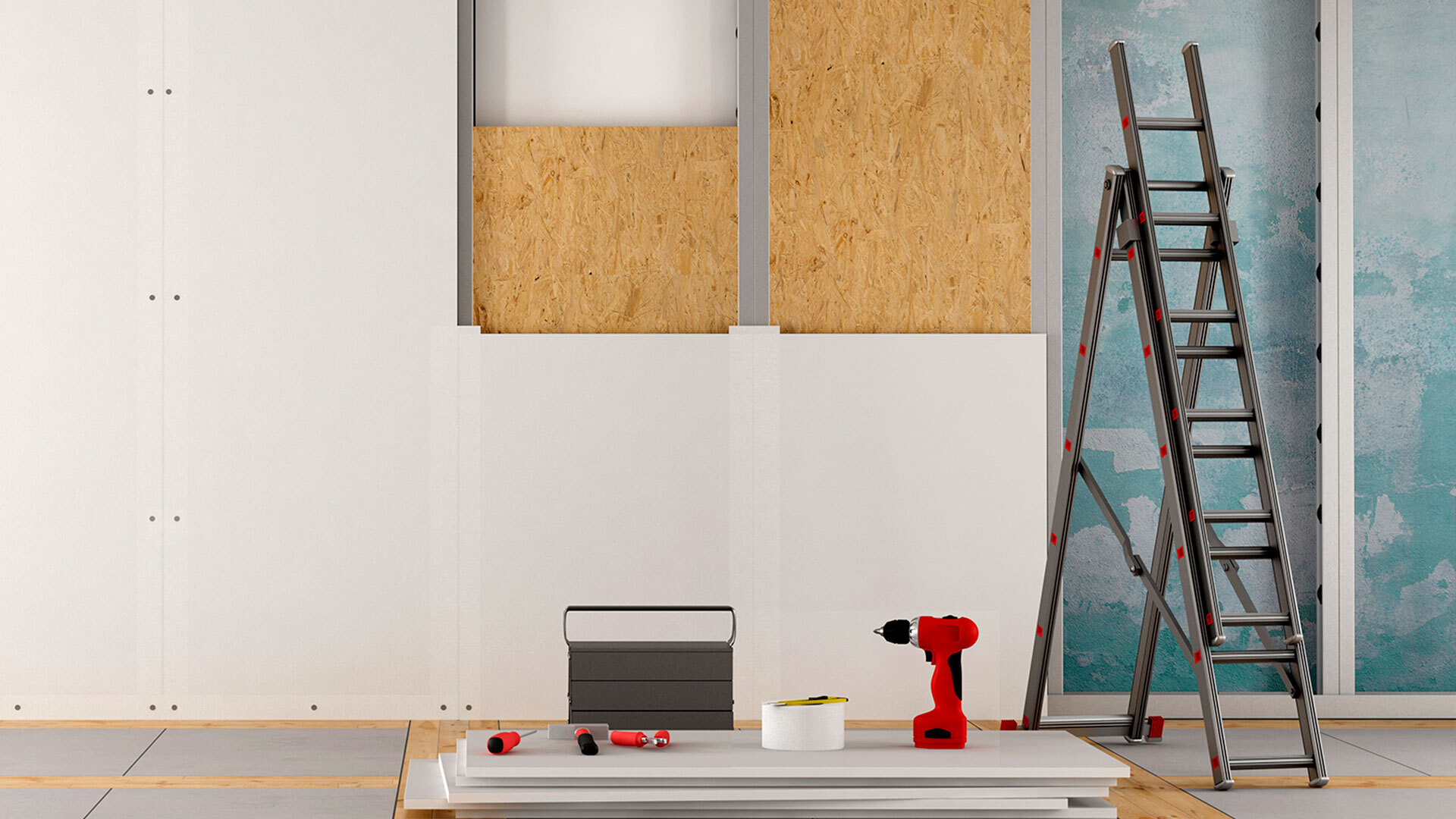 Том что стены должны быть. Грунтование поверхности. Монтаж натяжного потолка. Монтажная панель. Шпатлевание стен.